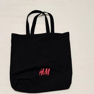H&M Black Tote with Red Accent
